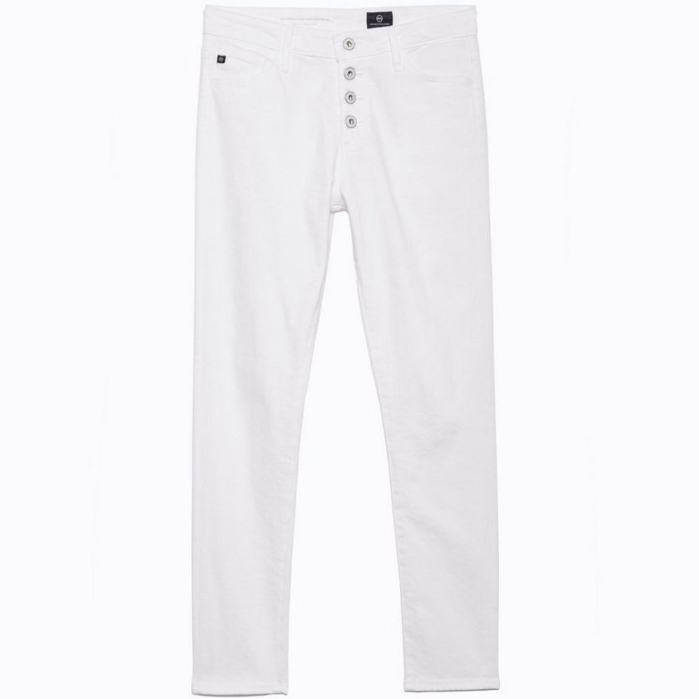 AG Farrah Skinny Ankle in White, Button Front, 25